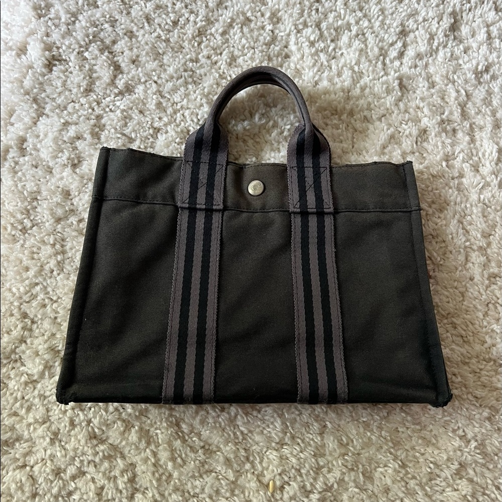 Authentic Hermes canvas tote bag